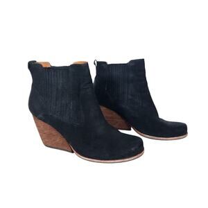 Kork Ease Womens Wedge Ankle Booties 9 Black Suede Leather Casual Comfort Boots